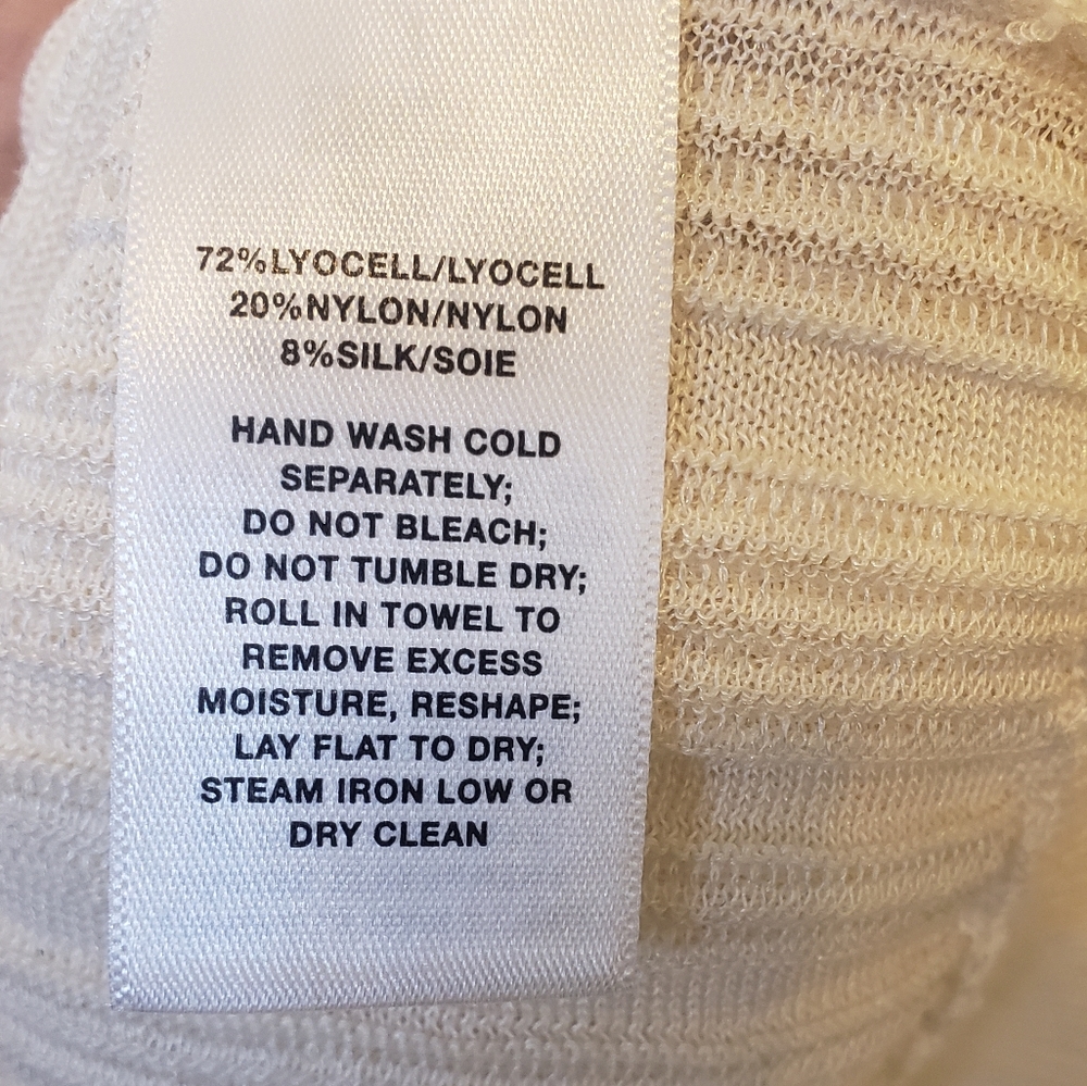 Lafayette 148 Dolman Ribbed Semi Sheer Cream Plisse Sweater Size S - Picture 10 of 12